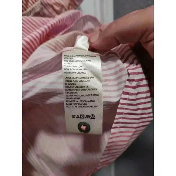 Maeve By Anthropologie Size Small Pink Orange Tunic Top PuffSleeve Tiered Cotton - Picture 4 of 9